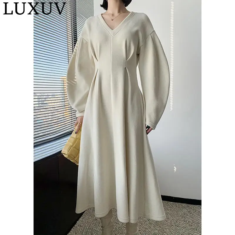 LUXUV Women's Dress Shirt Long Maxi Autumn Ceremony Formal Casual Clothing Office Lady Harajuku Elegant Imitate Chiffon Party