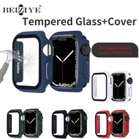 case for apple watch series 7 6 se 5 4 tempered glass film 360 full screen protector cover bumper for iwatch 40mm 44mm 41mm 45mm