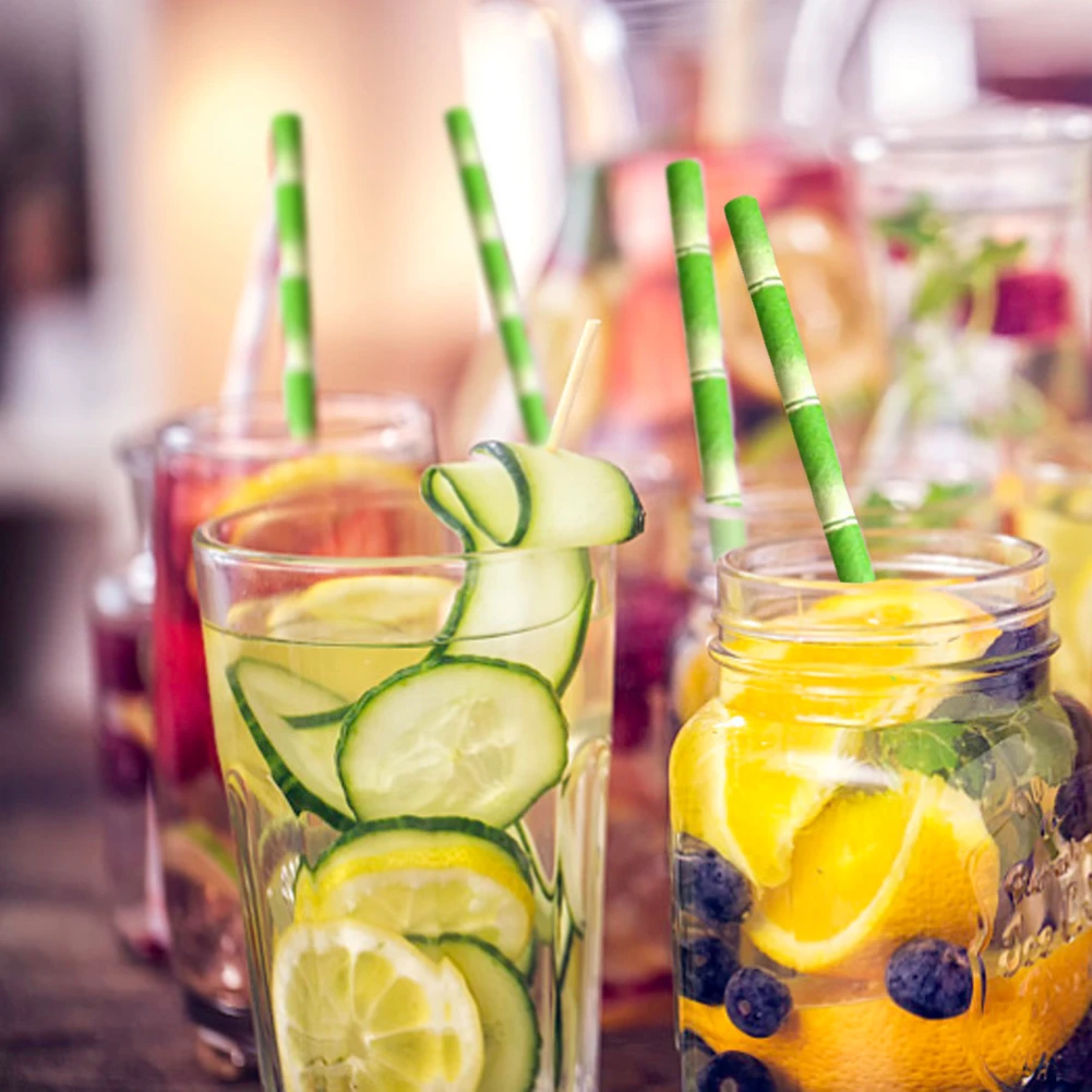 25 шт./лот зеленый бамбуковая бумага соломинки для дня рождения свадьбы