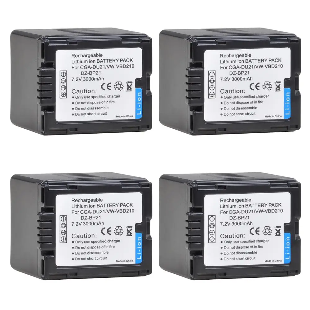 Аккумулятор CGA-DU21 для PANASONIC CGR-DU06 DU07 DU14 NV-GS10 CGA-DU12 GS100K GS17E 3000 мАч 4 шт. VW-VBD210 |