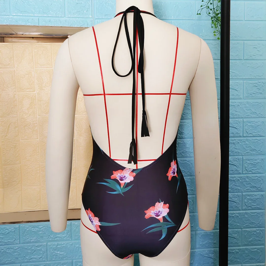 

Sexy One Piece Swimsuit Women's Swimwear 2021 Cut Out Bathing Suit Bikini Summer Push Up Monokini Printed Swim Suit Beach Wear