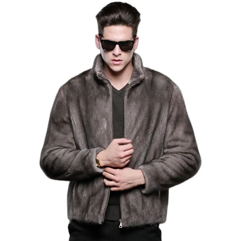 

Женская новая модная осенне-зимняя одежда, пальто на молнии, мужское оригинальное пальто из меха норки, Мужское пальто из искусственного меха с воротником-стойкой
