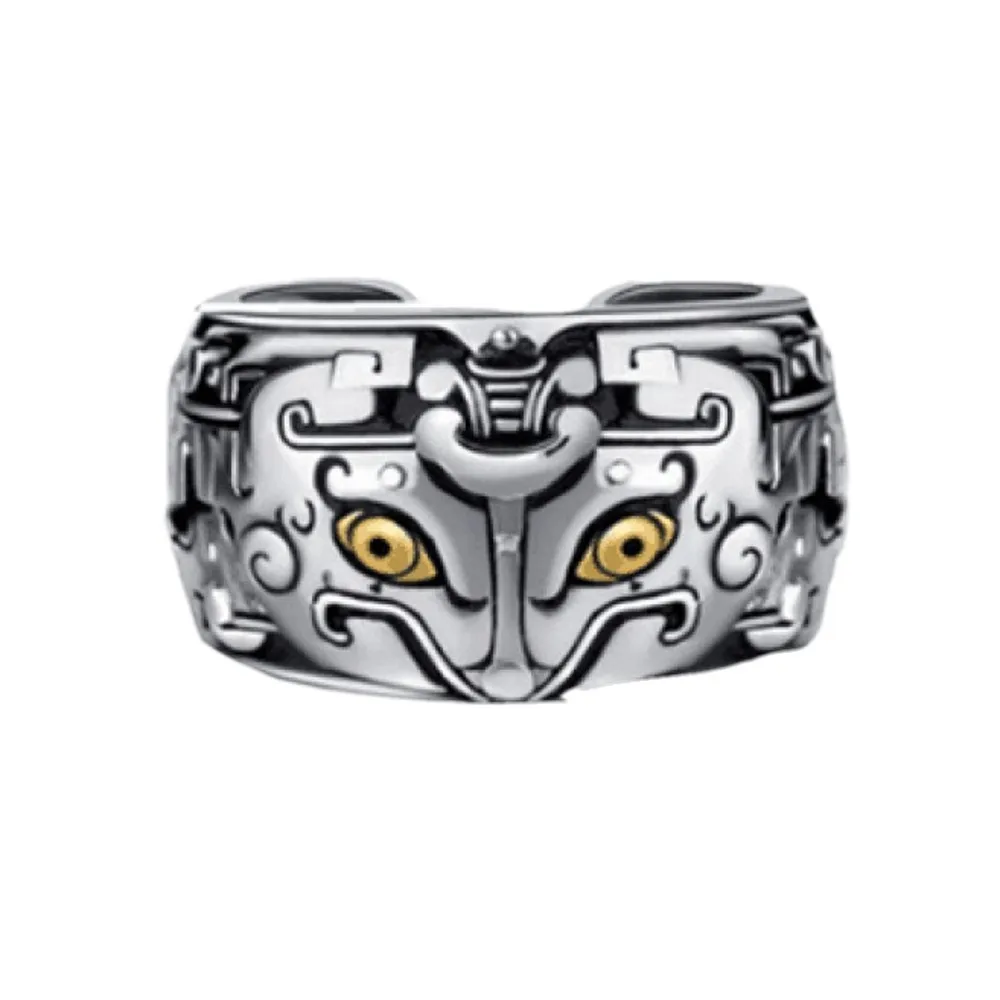 

S925 silver jewelry silver ring opening a gluttonous retro animal