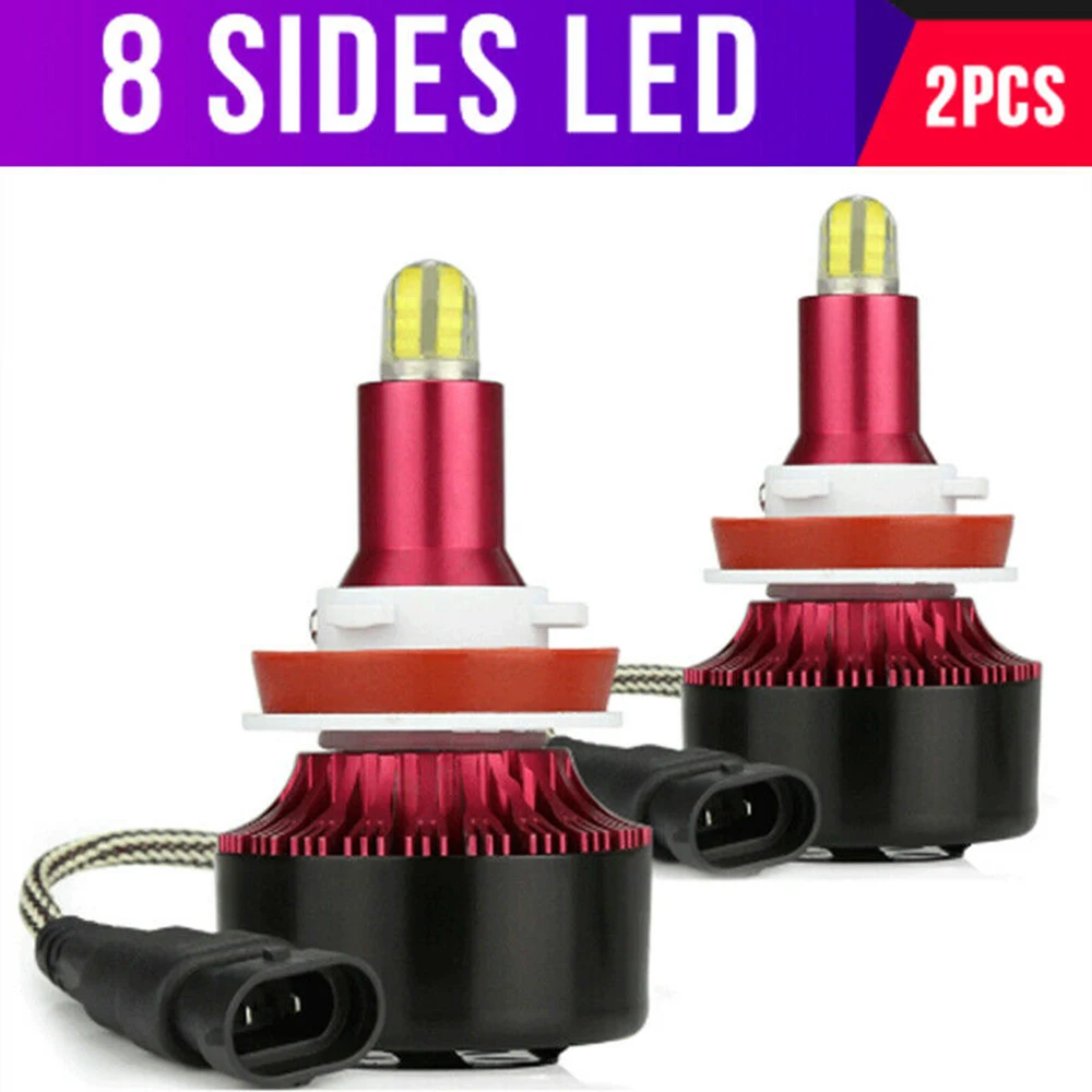 2x 8 сторонний H11 H9 H8 светодиодный светильник на голову лампы противотуманный