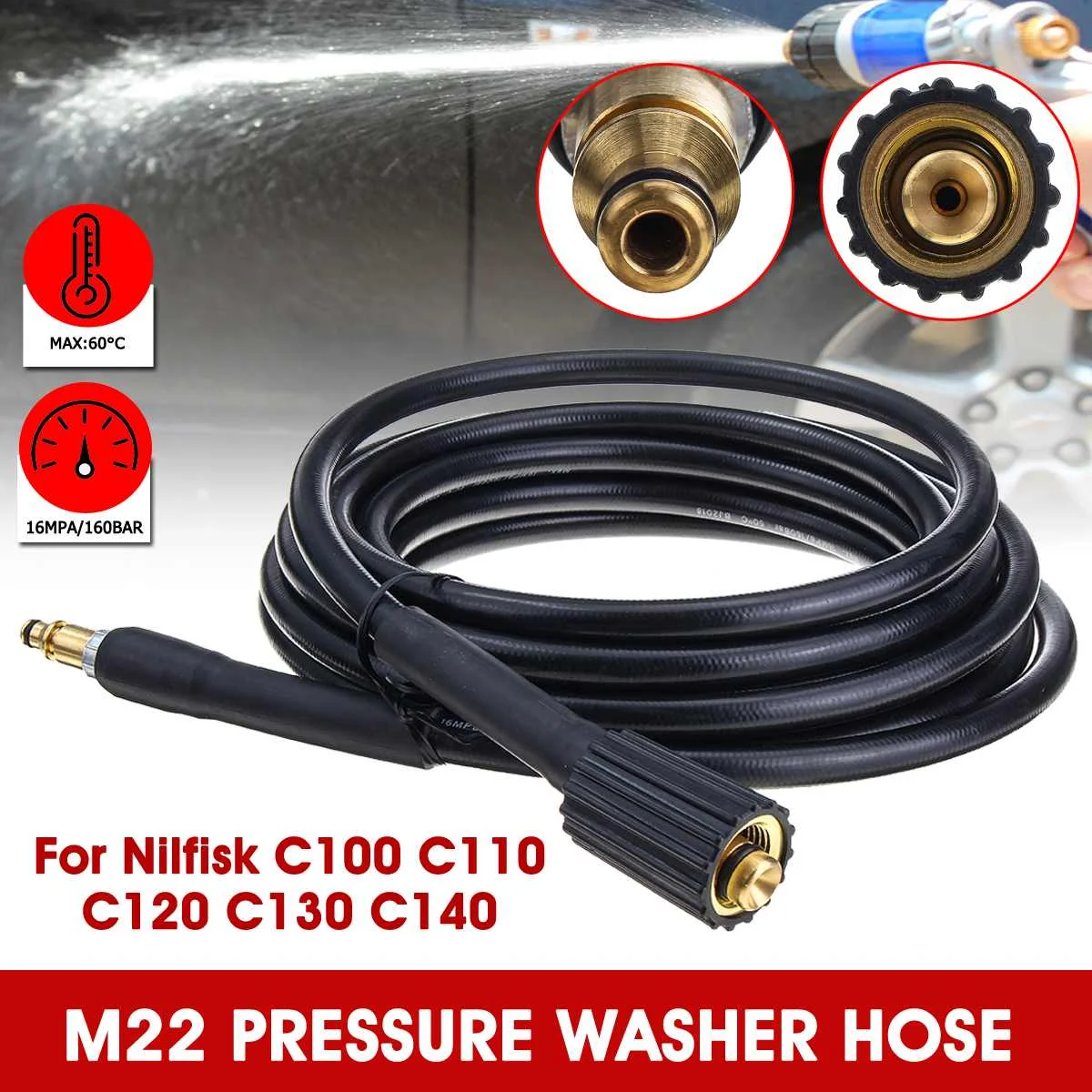 Мойка высокого давления M22 6 метров шланг для струйной очистки труб Nilfisk C100 C110 C120