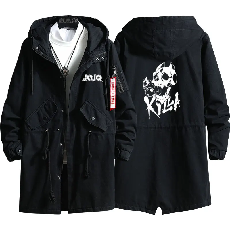 New JoJo's Bizarre Adventure Golden Wind Hoodie Anime Killer Queen Trench Coat Men Fashion Cotton zipper Overcoat Jacket