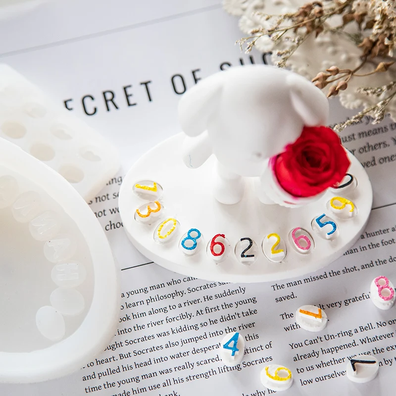 

Mobile Number Parking Plate Silicone Mold Round Oval Heart Shape Number Plate Aroma Plaster Gypsum Molds For Car Decoration