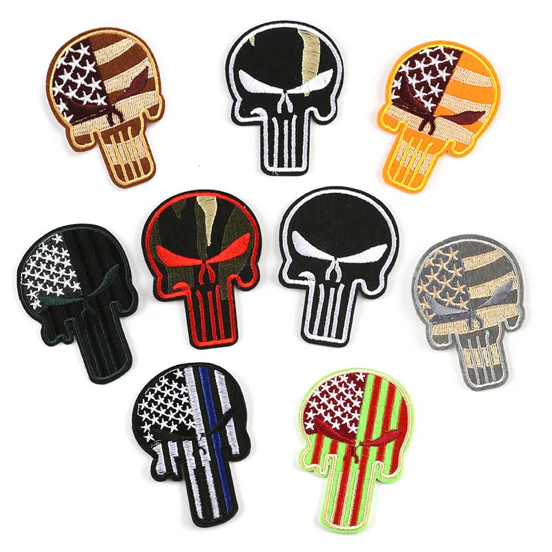 

9Pcs Skull Ghost Embroidered Iron on Patches for Clothing Punk Badges Jacket Clothes Stickers Appliques Accessories