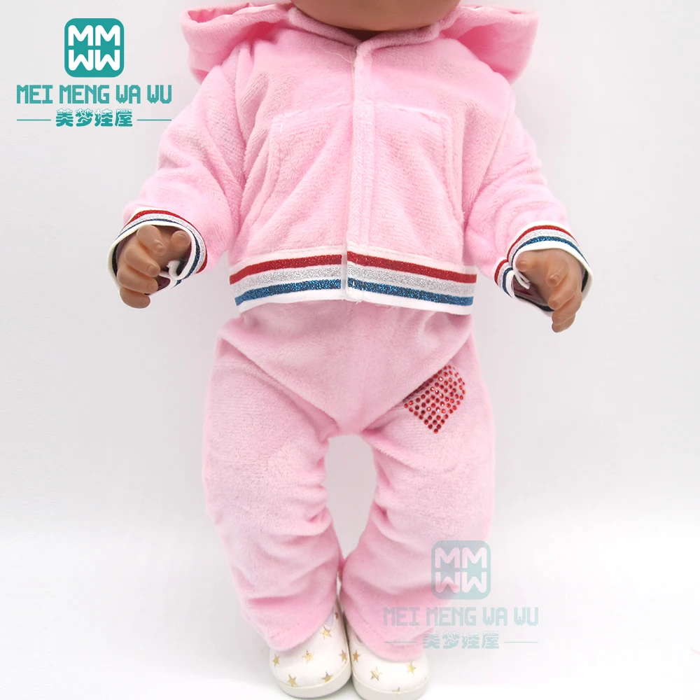 

Doll Clothes Hooded sports suit pink, purple, gray for 43 cm toy new born doll baby 18 Inch American doll Our Generation