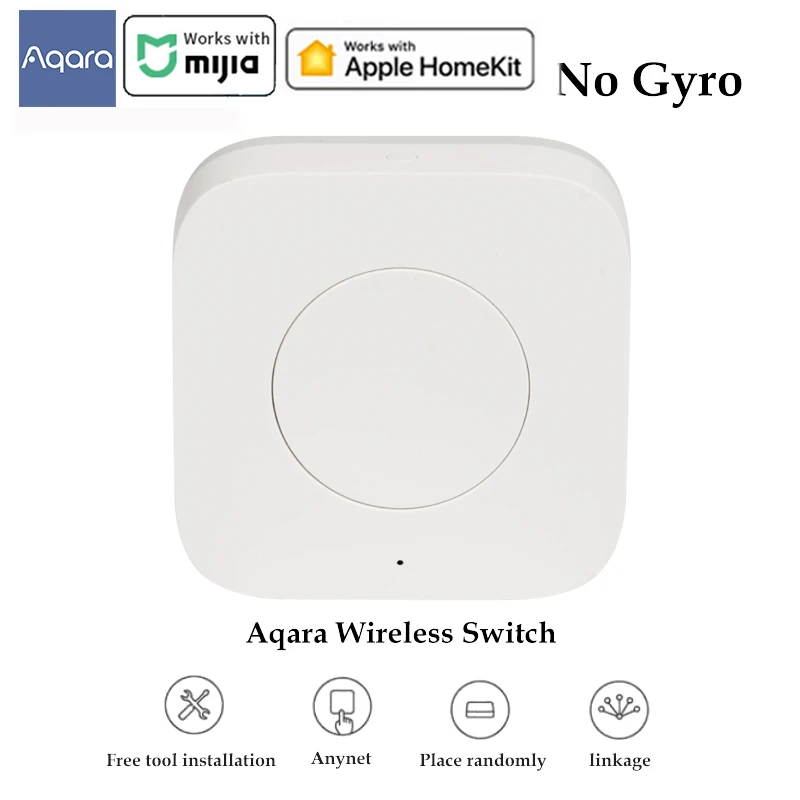 Aqara Zigbee Wireless Mini Switch Smart Remote One Key 3-way Control for Smart Home Devices Compatible with HomeKit Mi Home APP