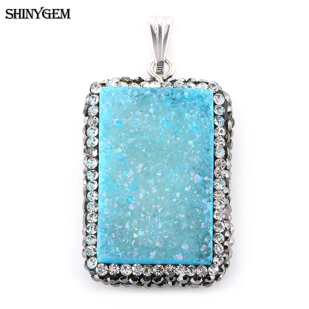 5 шт. прямоугольная чакра с натуральным кристаллом и микро инкрустацией циркония