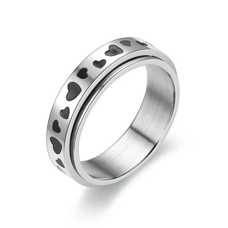 Spin Rings for Women Men Titanium Steel Star Moon Rotate Freely Ring Anti Stress Accessories Punk Hop Hip Jewelry Couple Gifts | Украшения