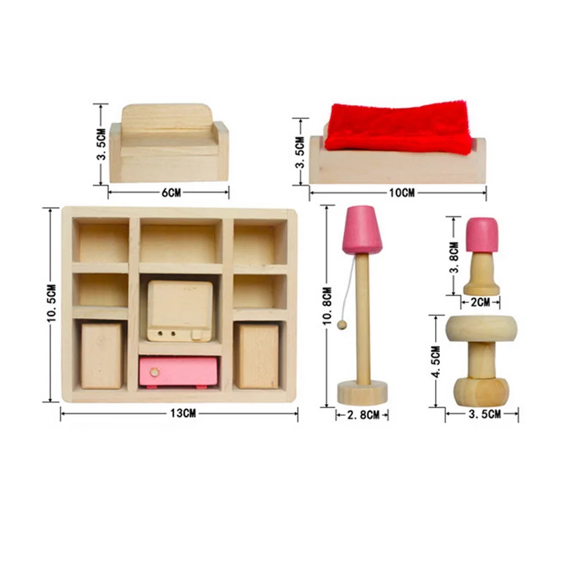 

Wooden Dollhouse Furniture Miniature Toy For Dolls Kids Children house Play toy mini furniture sets Doll Toys boys girls gifts