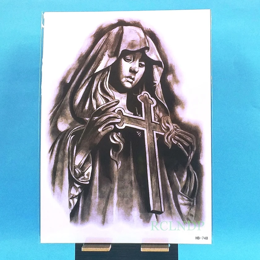 Водостойкая Временная тату-наклейка христианская благословная Дева Мария