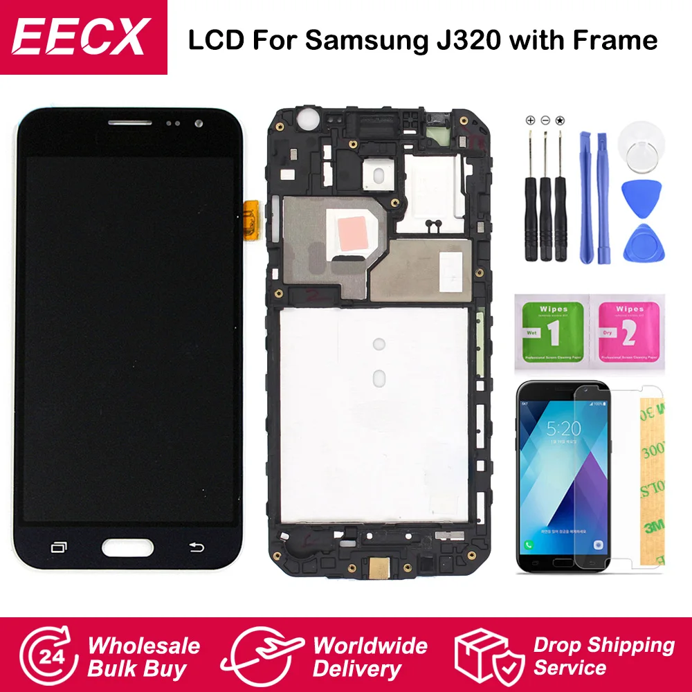 AAA + J320 lcd для Samsung Galaxy J3 2016 J320F дисплей J320FN J320M ЖК экран сенсорный дигитайзер сборка
