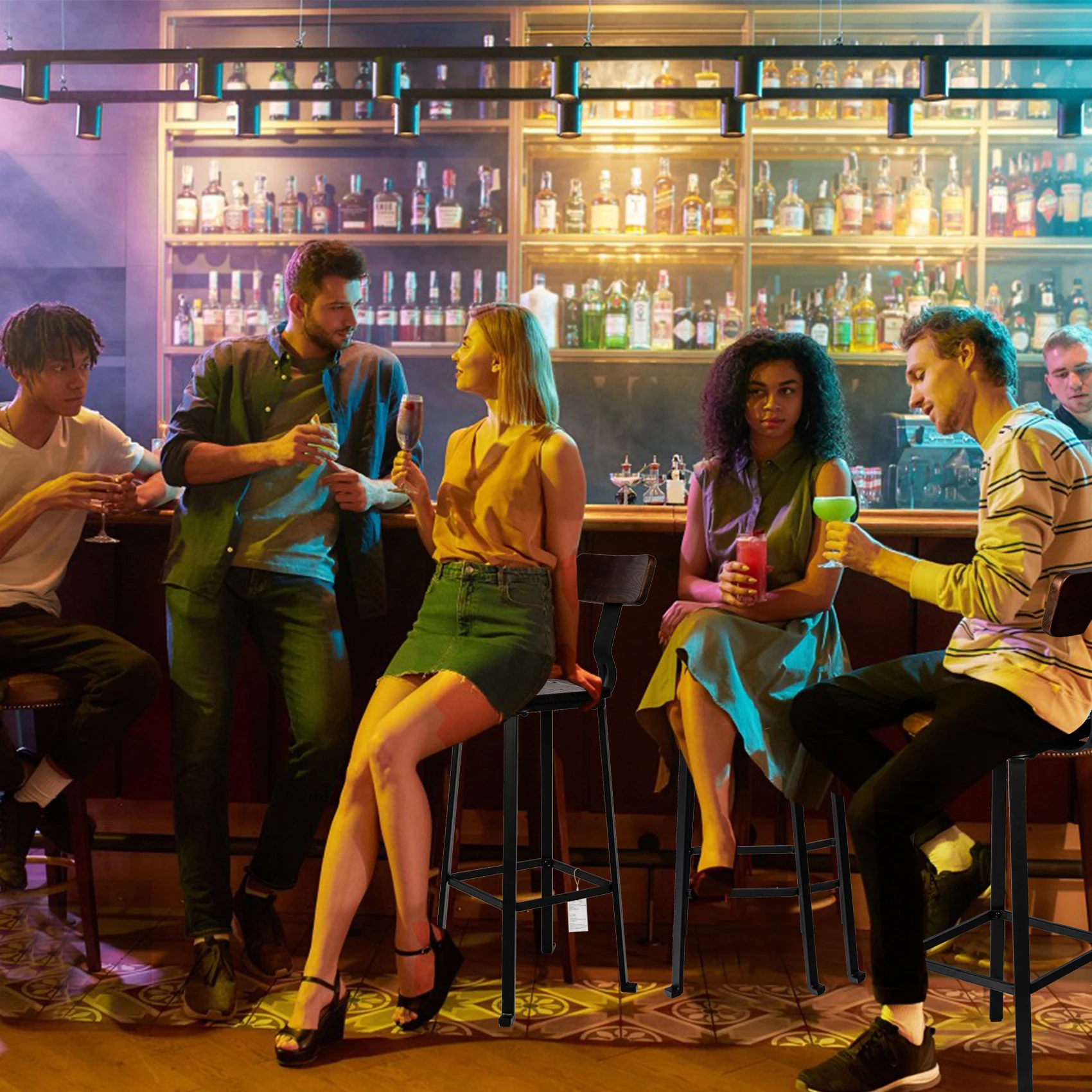 Барные стулья высотой со стойкой 2 шт. промышленный поворотный барный стул