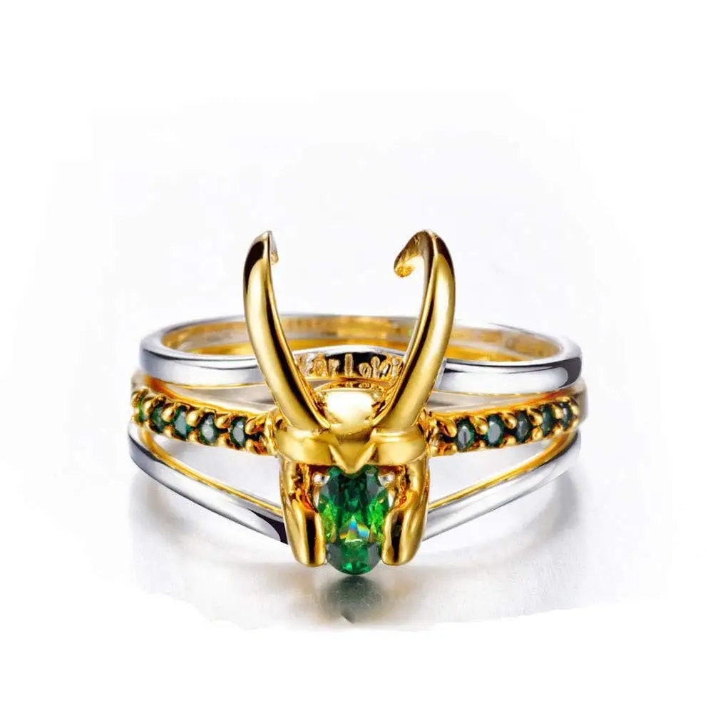 

Fashion Creativity Personality Norse Mythology Loki Helmet Rocky Three-In-One Helmet Ring for Unisex Trend Jewelry