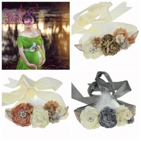 nishine shining rhinestone polygonal flower women sash feather floral belts maternity waistband clothing accessories photo props