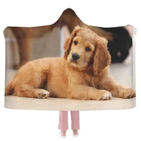 funny dog hooded blanket anti pilling flannel wearable hooded throw blanket for kids adult gift