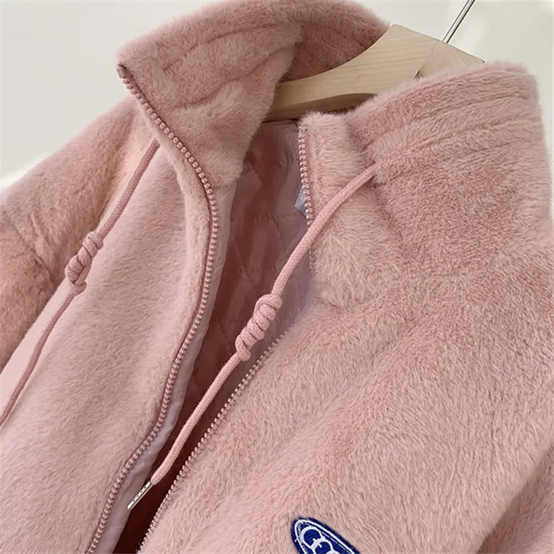 Куртка из искусственного кроличьего меха Женская Толстая теплая осенне-зимняя