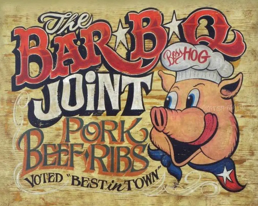 

New Vintage Retro Metal Tin Sign The Bar BBQ Joint Pork Beef Ribs Home Garage Bar Club Hotel Wall Decor Signs 12X8 Inch
