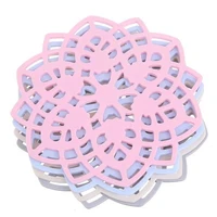 1 piece placemat hollow heat resistant dining table mat flower shape non slip rubber coaster household table decoration supplies