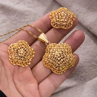 45cm dubai jewelry set nigerian wedding for women bridal african gold color jewelry set dubai necklace earrings bride gift