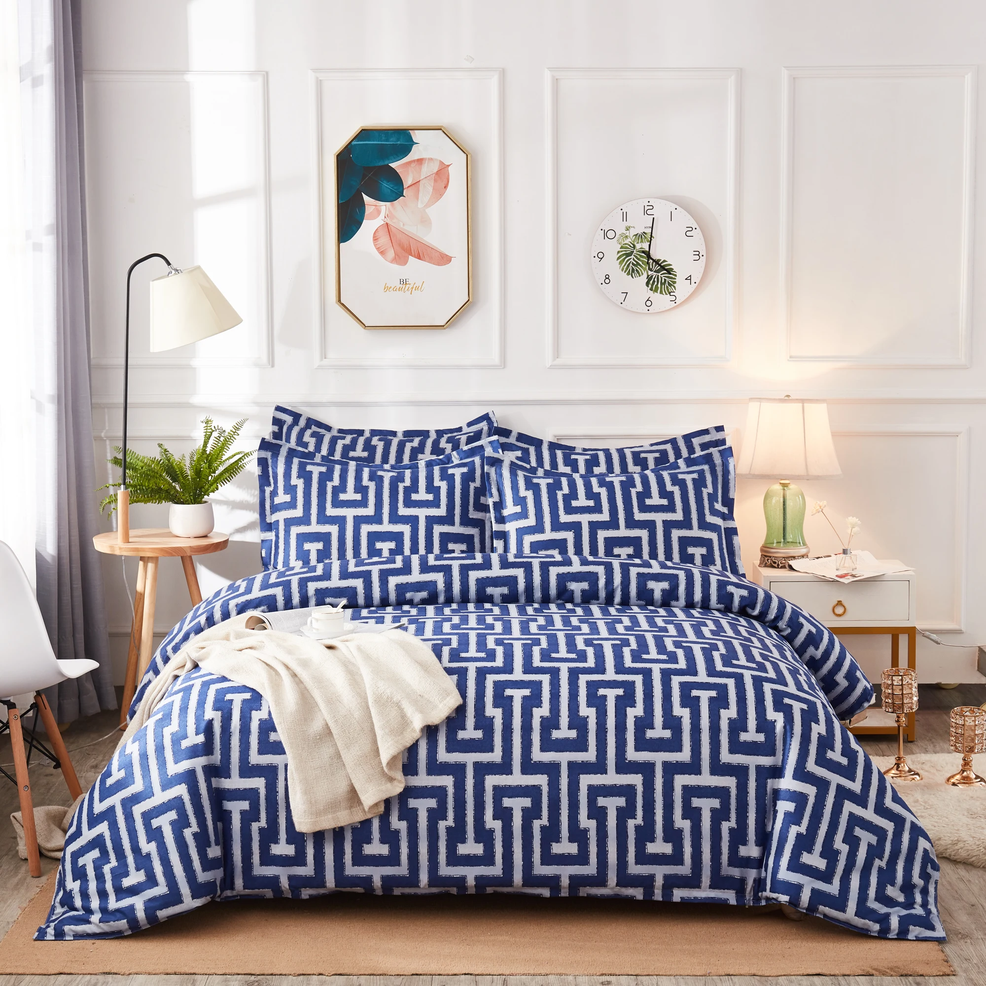 

Geometric Pattern Bed Duvet Cover Set 3pcs 2pcs Home Bedding Duvet Pillowcase Adult Twin King Queen Size No Sheet No Fillers