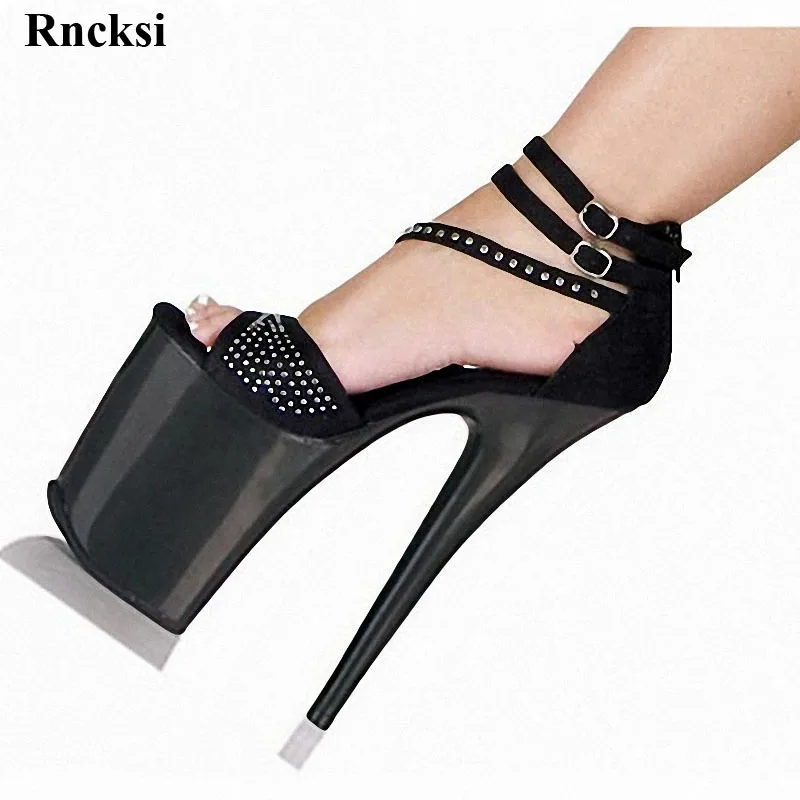 

Rncksi Hot Women New 20cm crystal platform sexy ultra high heels Fashion sandals 8 inch clubbing high heels Pole Dance Shoes