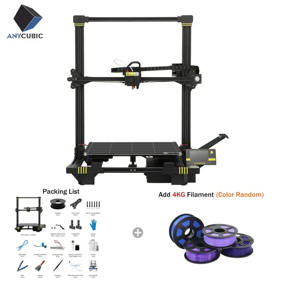 Anycubic Chiron 3d принтер размера плюс TFT автоматический Выравнивающий экструдер двойной Impressora 3d принтер Набор DIY гаджет 3d Друкер - Цвет: Chiron --Add 4kg