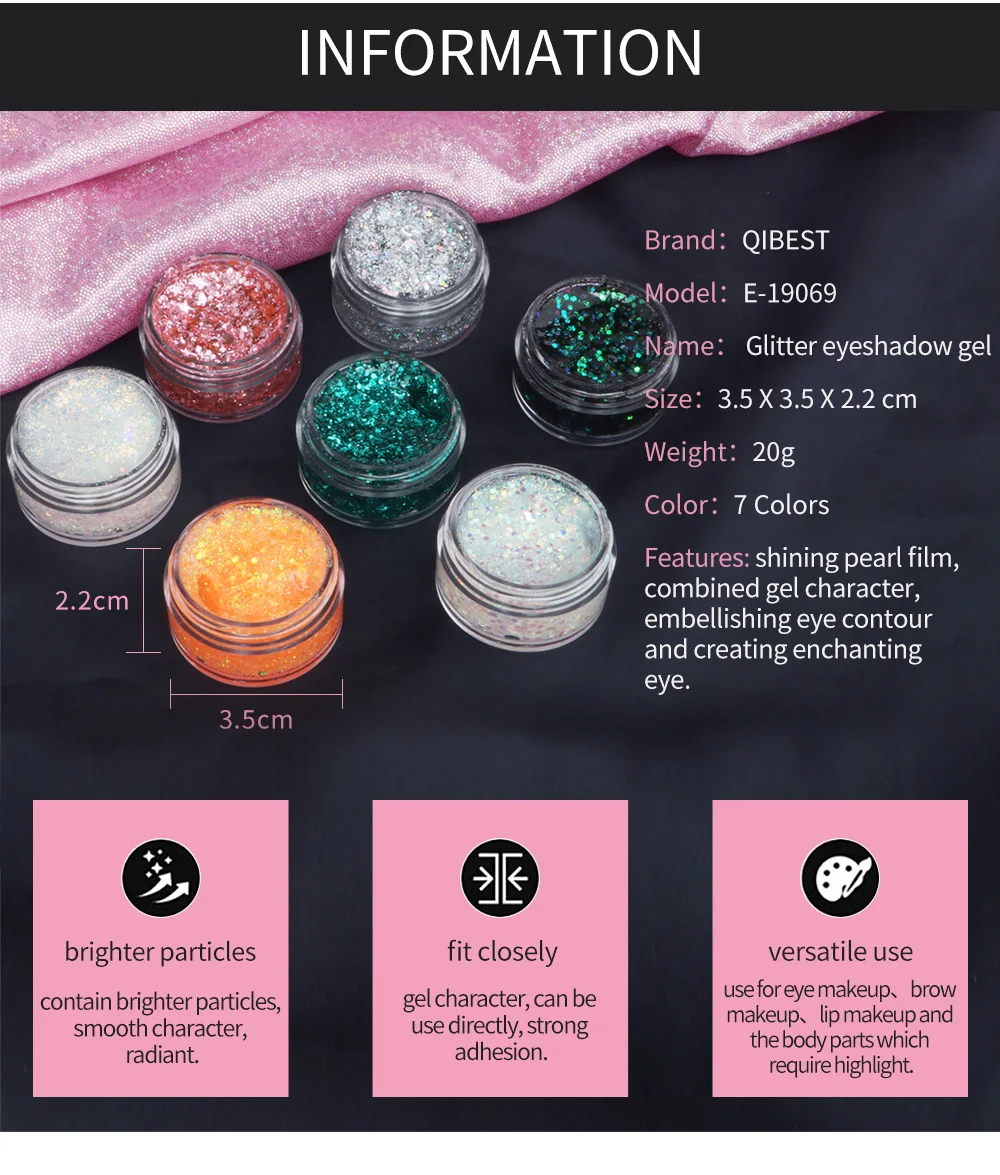 Блестящие разноцветные водостойкие тени для век с перламутровыми блестками| |