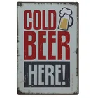 Винтажные металлические жестяные знаки для холодного пива здесь, бар, паб, клуб, кафе, домашняя тарелка, настенные декоративные таблички