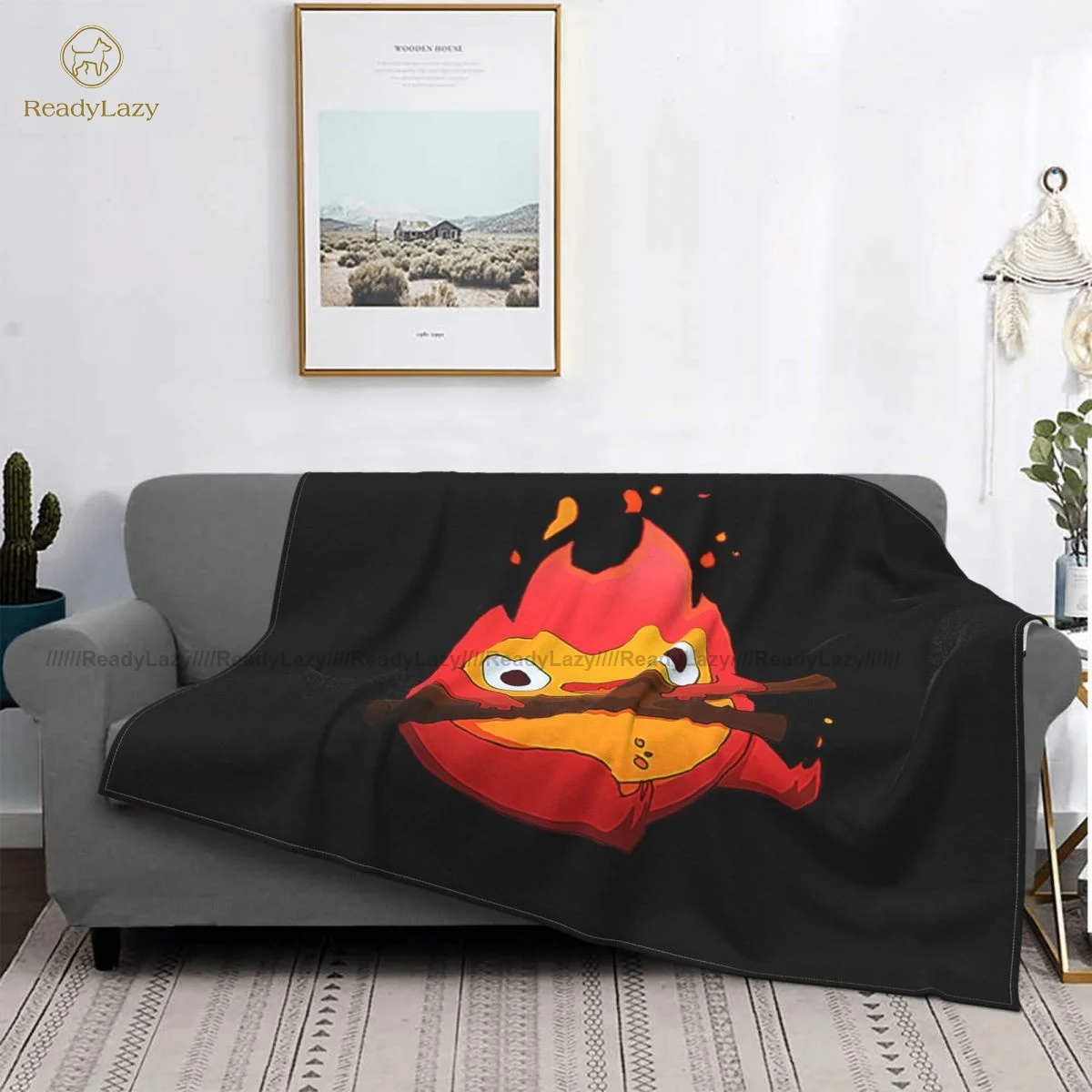 

Calcifer Blanket Fleece Winter Blanket Super Soft Cheap Aesthetic Bedspread