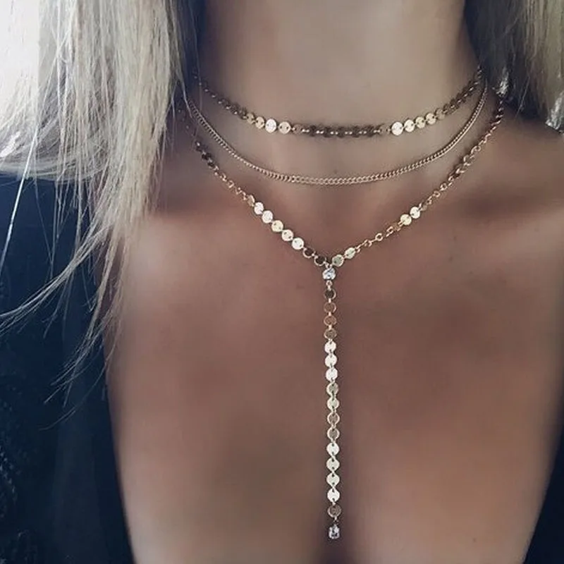 Многослойная цепочка HebeDeer модное ожерелье для девушек женское серебряное в