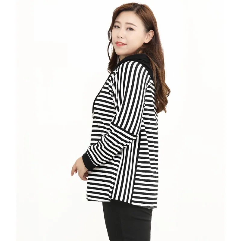 Женская Весенняя Толстовка с длинным рукавом черная белая |