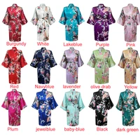 wholesale flowerpeacock kimono bathrobe women satin soft sleepwear sexy mini bride bridesmaid wedding robe dressing party 45