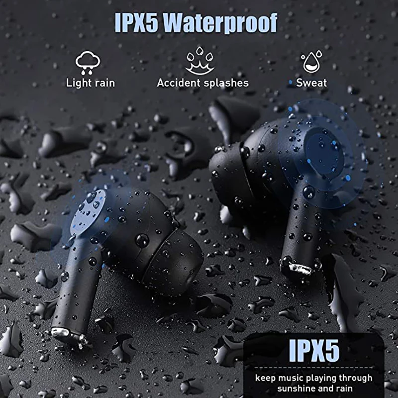 TWS Bluetooth наушники беспроводные спортивные HiFi бас стерео с шумоподавлением