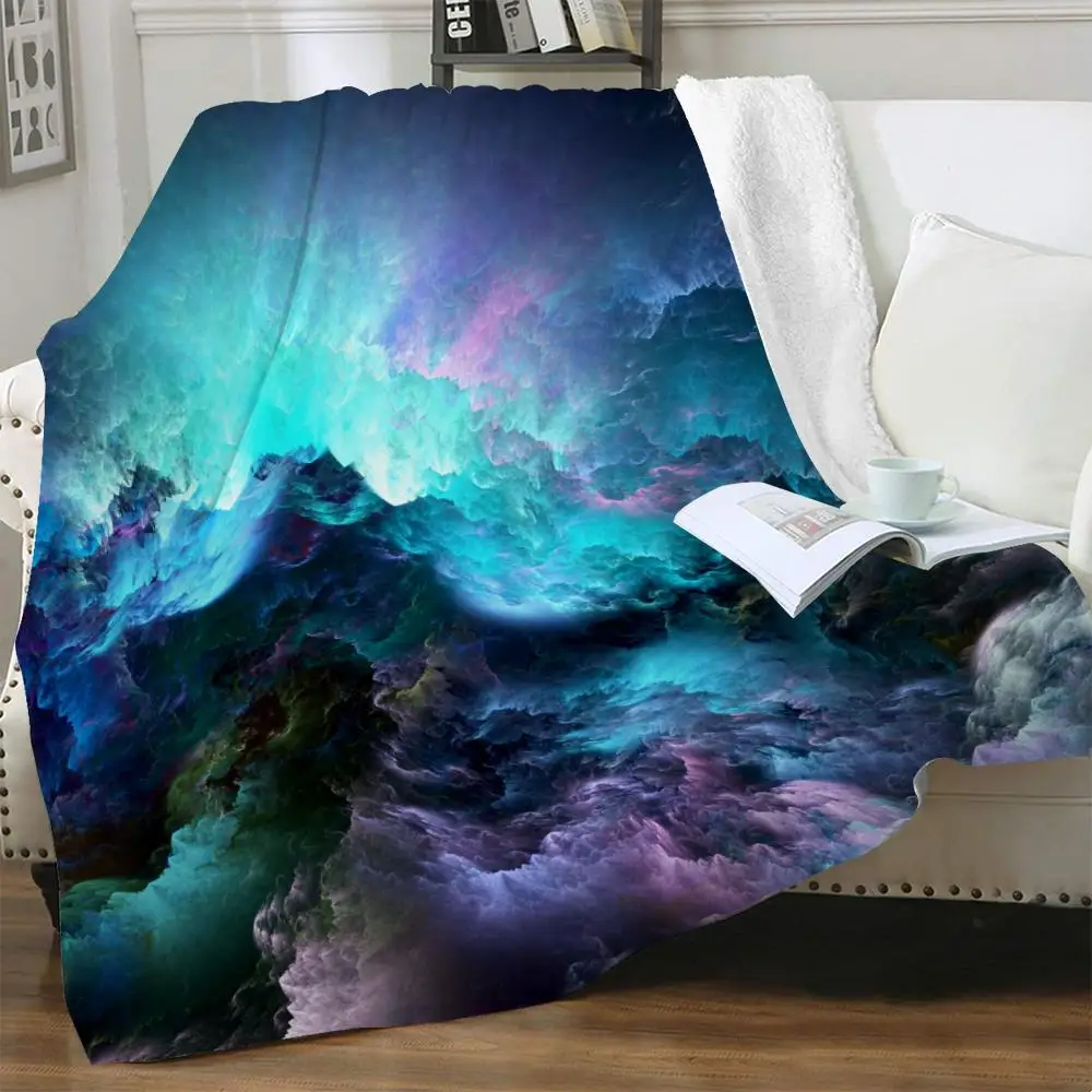 

Одеяло NKNK Brank Nebula, Галактическое плюшевое одеяло, постельное белье, цветное одеяло с 3D принтом Sherpa, модное высококачественное