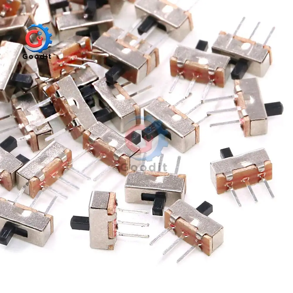 50 шт. SS12D00G3 скользящий переключатель 2 положения SPDT 1P2T 3Pin PCB панель мини Вертикальная Зажимная скоба переключатели для DIY электронных аксессуаров