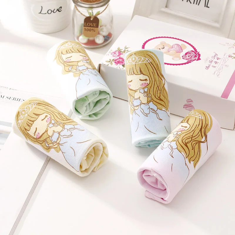 

4 Pcs/Lot Girl Underwear Soft Cotton Children Panties For Girls Beautiful Princess Cartoon Kids Knickers Breathable Girls Boxers