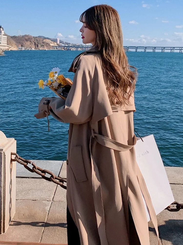 

Windbreaker women's spring clothes medium long 2021 new net red versatile Korean loose small coat thin women's fashion trend