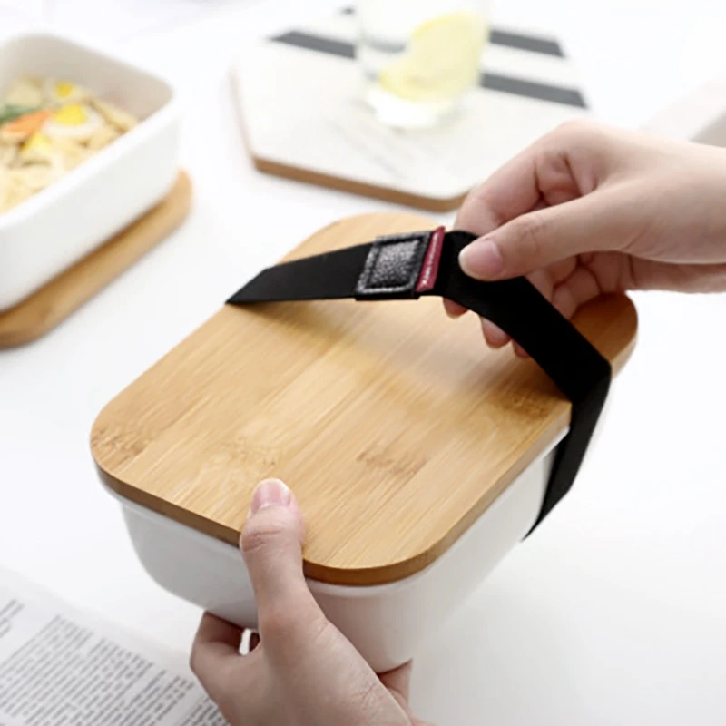 

Microwavable Lunch Box Bamboo Ceramic Bento Box Thermal Insulation Food Container Storage Box Crisper S