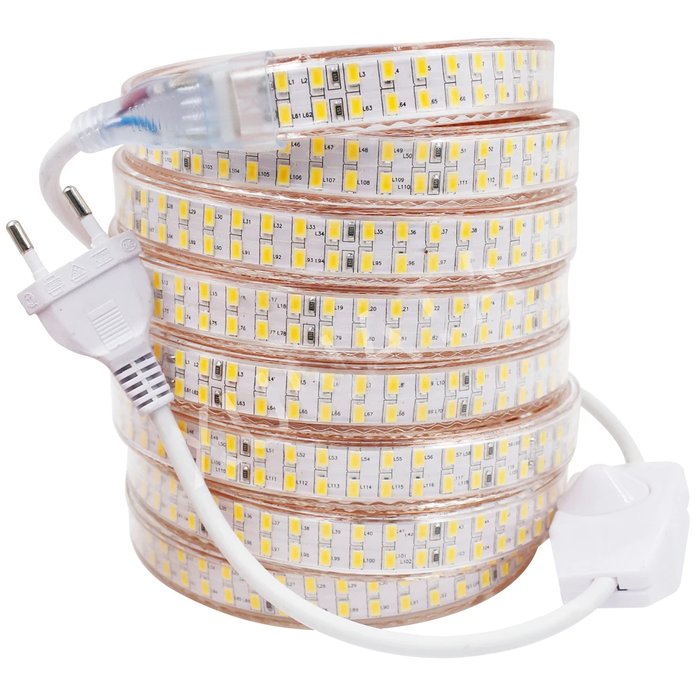 5730 Диммируемый светодиодный светильник водонепроницаемая 220В 110В 240LED/м