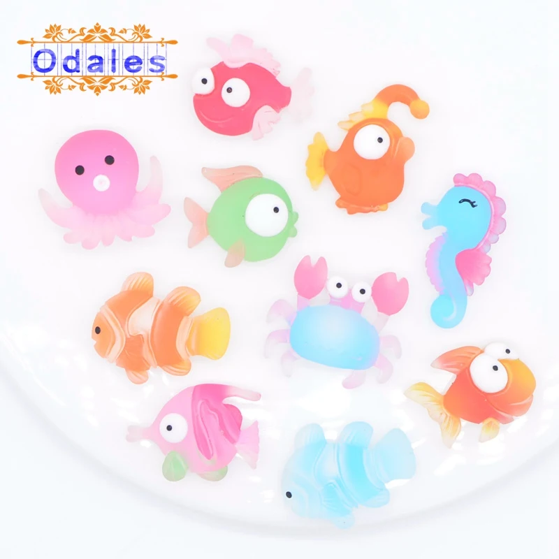 20 шт./лот переливающийся 3D кабошон океанское животное рыба Краб морская лошадь