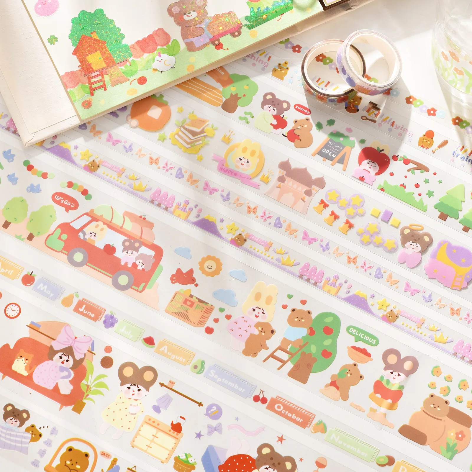 

4 шт./лот Kawaii Washi лента для скрапбукинга DIY Декор журнальные ленты милый медведь планировщик Маскировочная Лента бумажная дневник стикер для ...