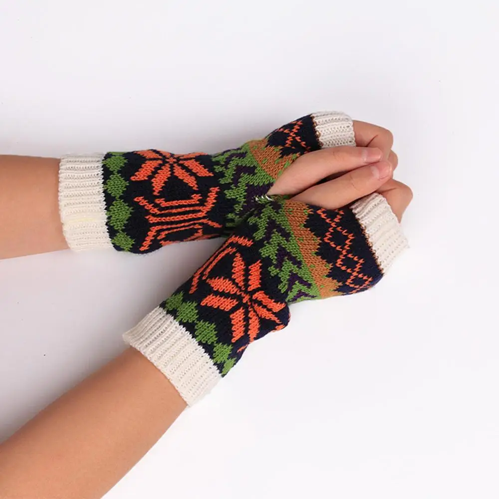 Рождественские Трикотажные Женские варежки для девочек лыжные перчатки детские