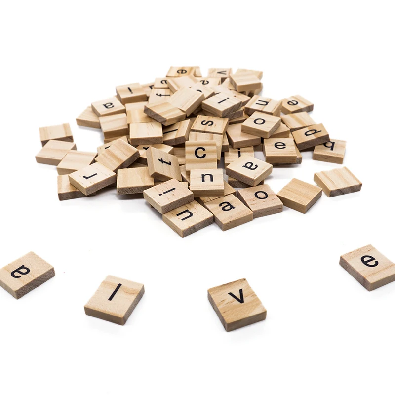 100pcs/lot Hot Kids DIY Wooden Alphabet Crafts Educational Scrabble Letters Craft Jigsaw Puzzles Educational Toys For Children