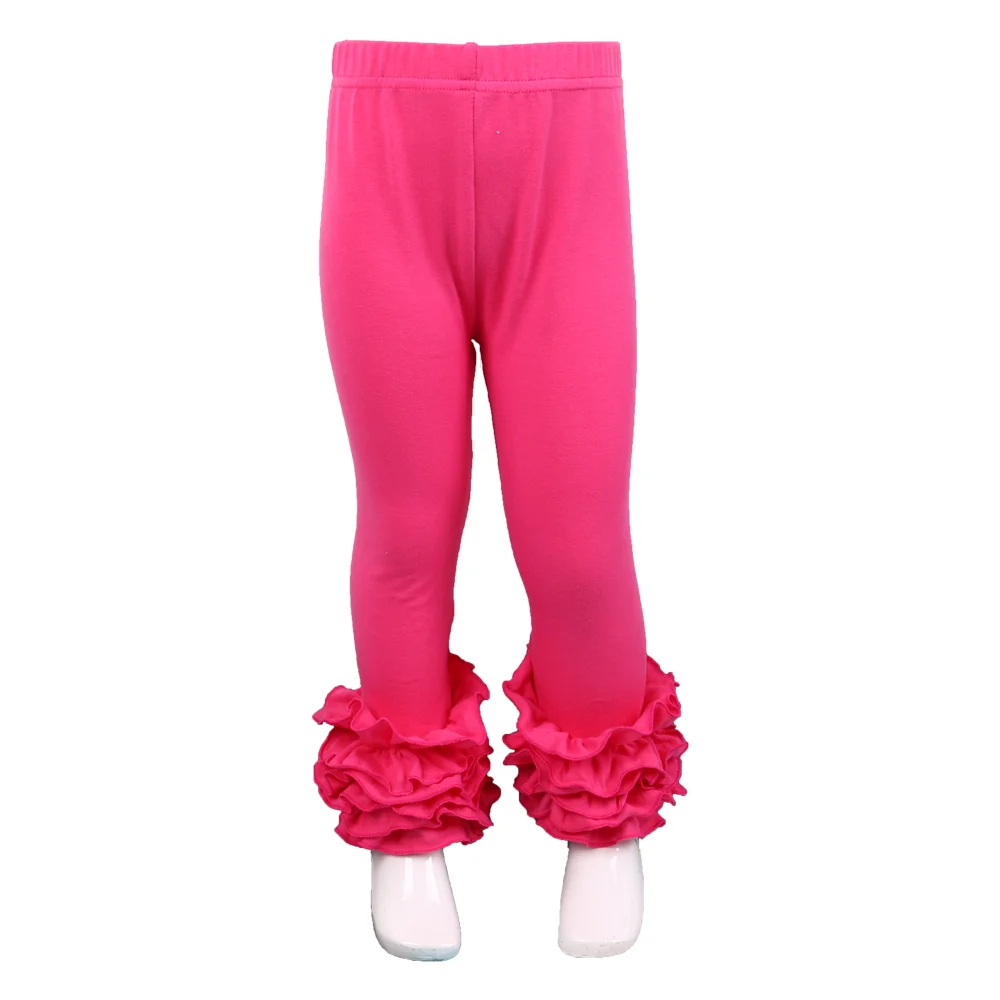 hot pink Леггинсы с оборками для маленьких девочек; детские длинные эксклюзивные брюки; Детские хлопковые брюки с эластичной резинкой на талии; штаны для девочек - Цвет: hot pink