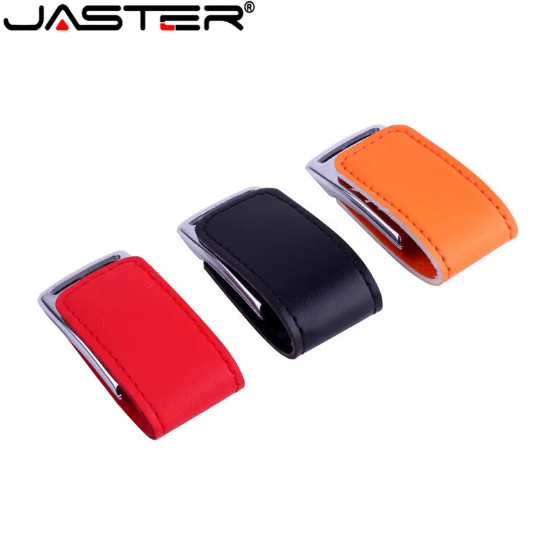 JASTER металлический USB флэш-накопитель, кожа и металл брелок Флешка Мода creativo USB 2,0 64 ГБ 32 ГБ 16 ГБ 8 ГБ 4 ГБ U диск