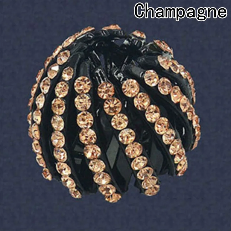 New Style Crystal Color Bird Nest Ponytail Holder Fair Crab Claw Clip Hairpin Rhinestone For Women Girls Headwear